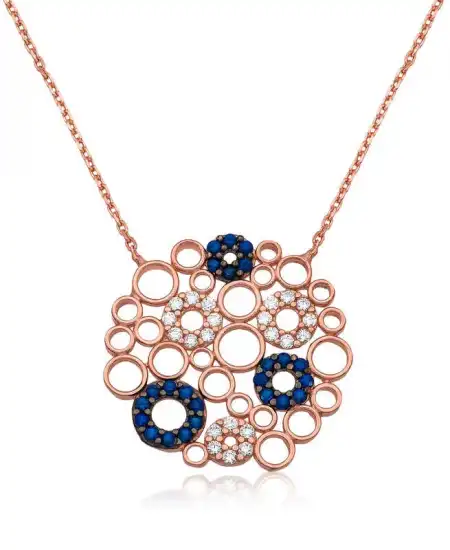 Gümüş Mozaik Yuvarlak Bayan Kolye