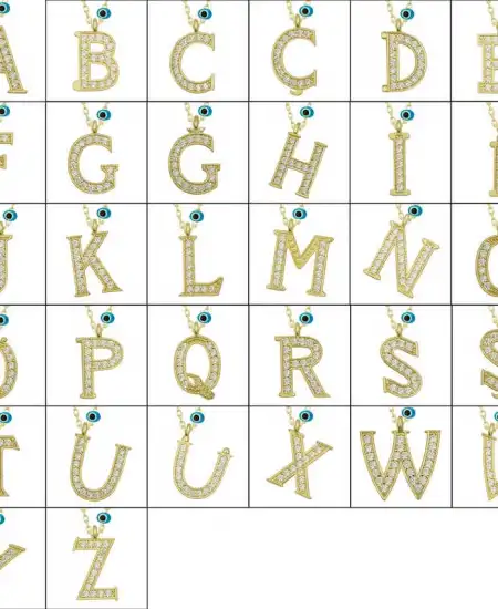 Gümüş Nazar Gold H Harfi Kadın Kolye