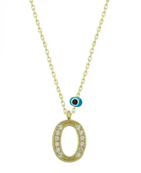 Gümüş Nazar Gold O Harfi Kadın Kolye