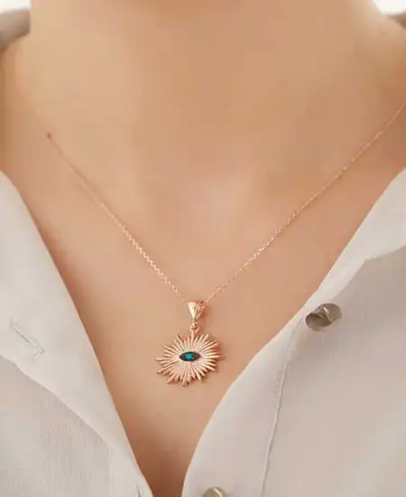 Gümüş Nazar Göz Bayan Kolye