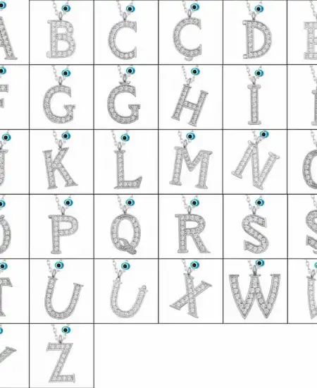 Gümüş Nazar Rodyum J Harfi Kadın Kolye