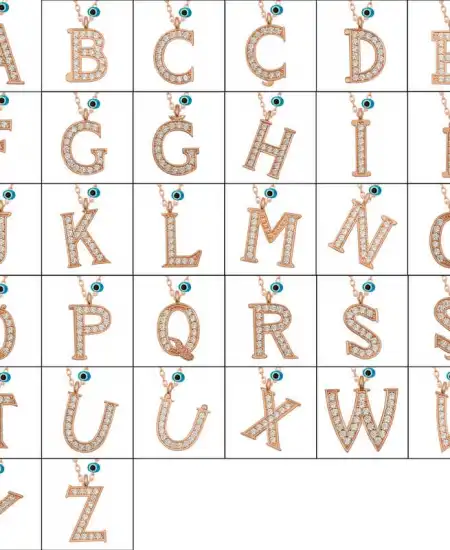 Gümüş Nazar Rose L Harfi Kadın Kolye