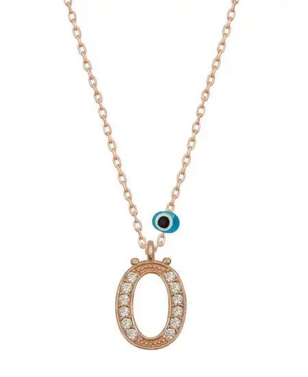 Gümüş Nazar Rose Ö Harfi Kadın Kolye