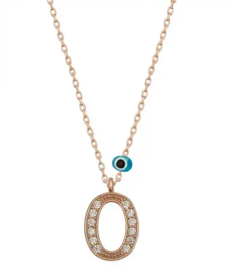 Gümüş Nazar Rose O Harfi Kadın Kolye