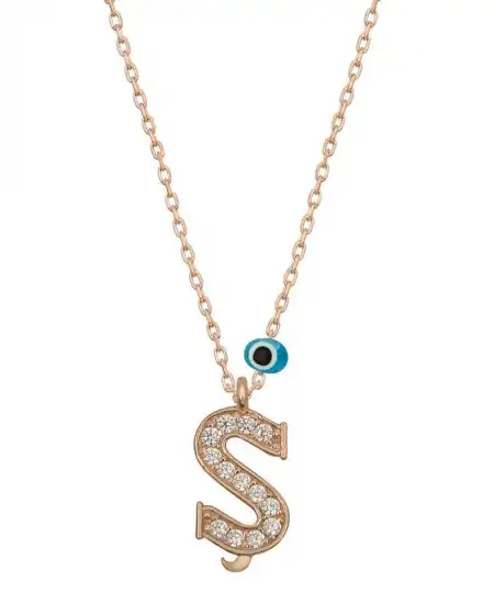 Gümüş Nazar Rose Ş Harfi Kadın Kolye