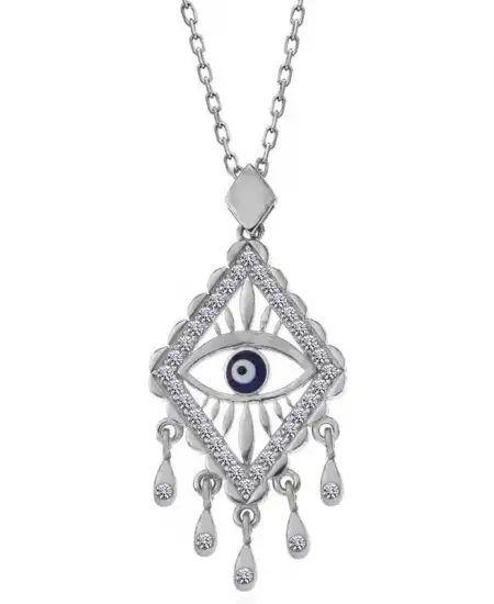 Gümüş Nazarlı Göz Kadın Kolye
