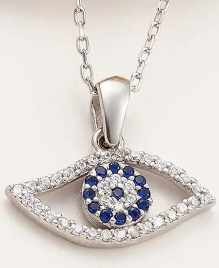 Gümüş Nazarlı Göz Kadın Kolye