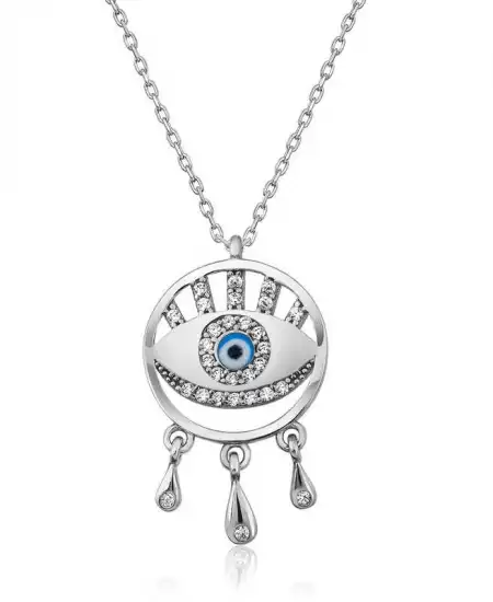 Gümüş Nazarlı Göz Kolye