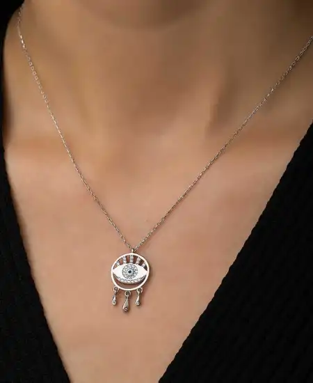Gümüş Nazarlı Göz Kolye