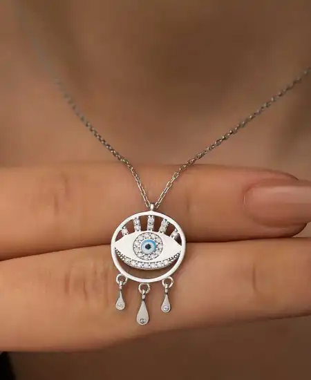 Gümüş Nazarlı Göz Kolye