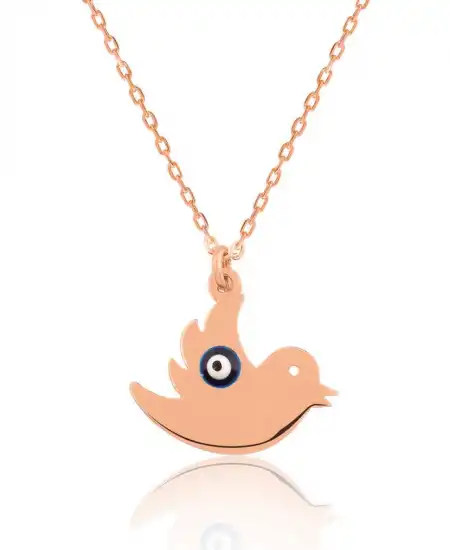 Gümüş Nazarlı Kuş Bayan Kolye