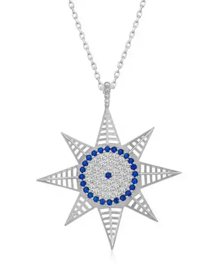 Gümüş Nazarlı Kutup Yıldızı Kadın Kolye