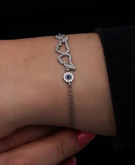 Gümüş Nazarlı Melek Kanadı Kadın Bileklik