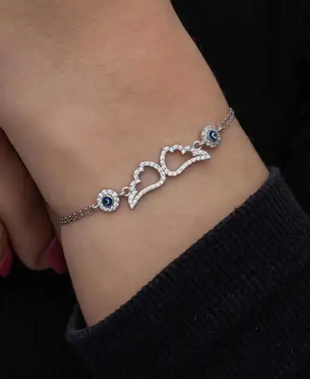 Gümüş Nazarlı Melek Kanadı Kadın Bileklik