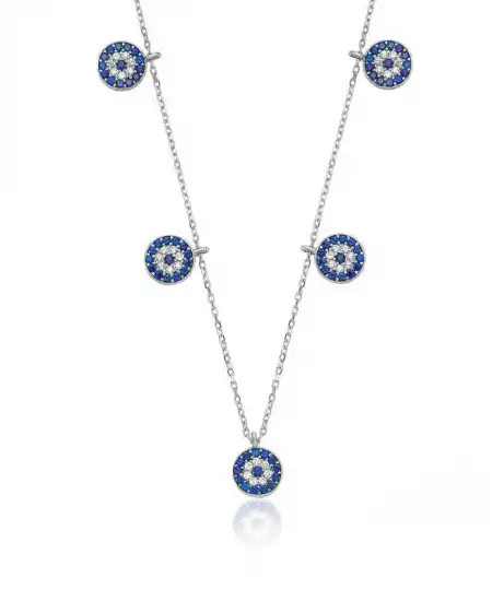 Gümüş Nazarlı Şans Bayan Kolye