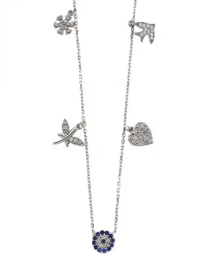 Gümüş Nazarlı Şans Kolyesi