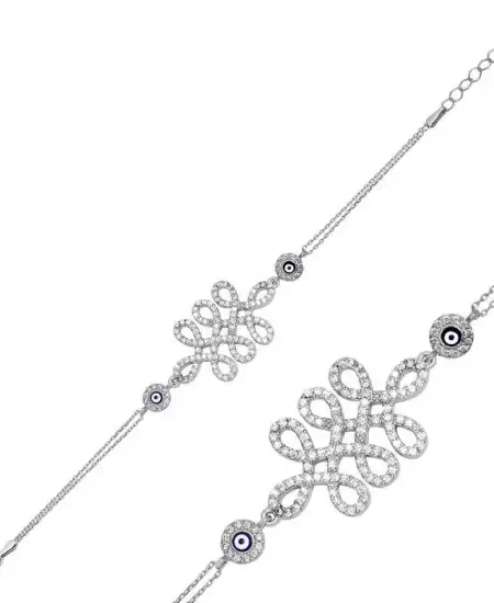 Gümüş Nazarlı Sonsuzluk Bayan Bileklik