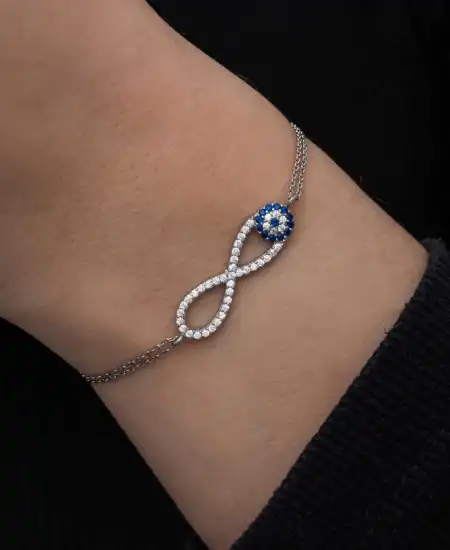 Gümüş Nazarlı Sonsuzluk Kadın Bileklik