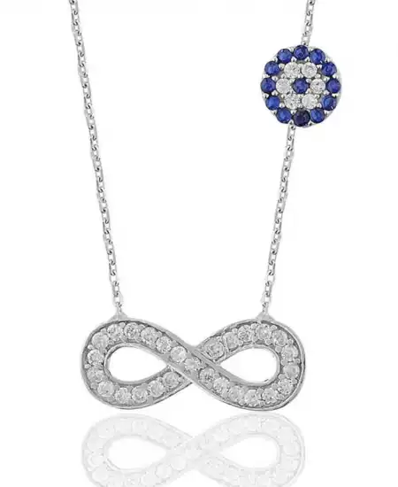 Gümüş Nazarlı Sonsuzluk Kadın Kolye