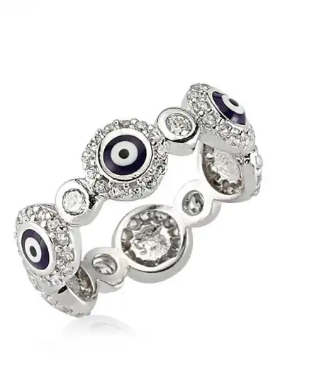 Gümüş Nazarlı Tamtur Bayan Yüzük