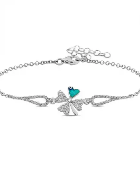 Gümüş Nazarlı Yonca Bileklik