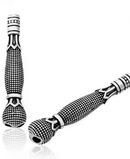 Gümüş Nokta İşlemeli Kayı Boyu Motifli Tesbih İmamesi