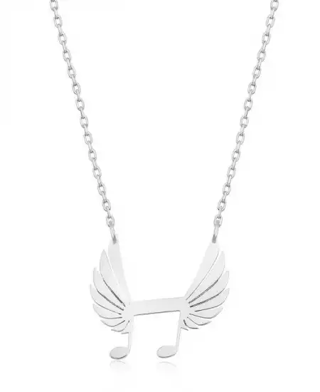 Gümüş Nota Kanatları Bayan Kolye