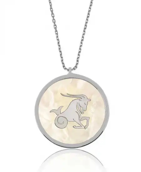 Gümüş Oğlak Burcu Bayan Kolye