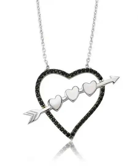 Gümüş Oklu Kalp Bayan Kolye