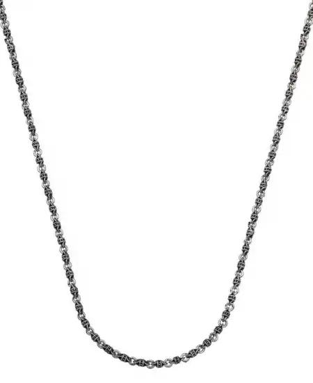 Gümüş Oksit Desenli Zincir Kolye