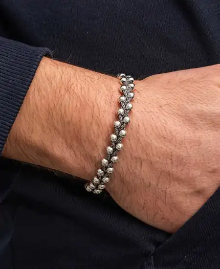 Gümüş Oksitli Toplu Erkek Bileklik