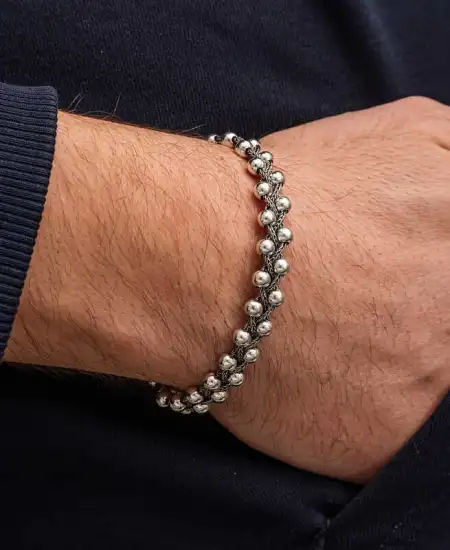 Gümüş Oksitli Toplu Erkek Bileklik