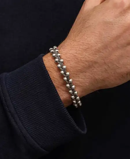 Gümüş Oksitli Toplu Erkek Bileklik