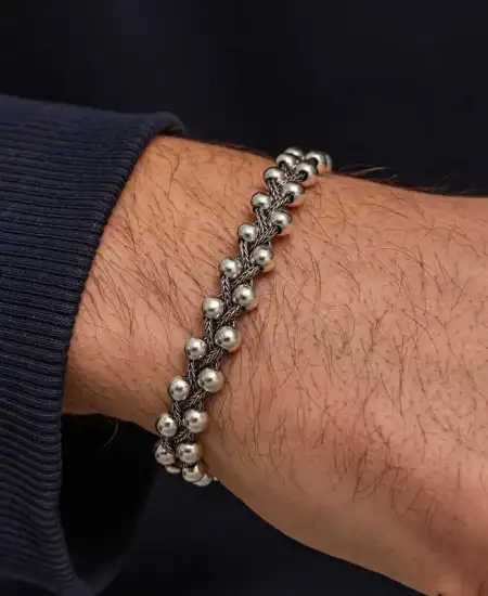 Gümüş Oksitli Toplu Erkek Bileklik