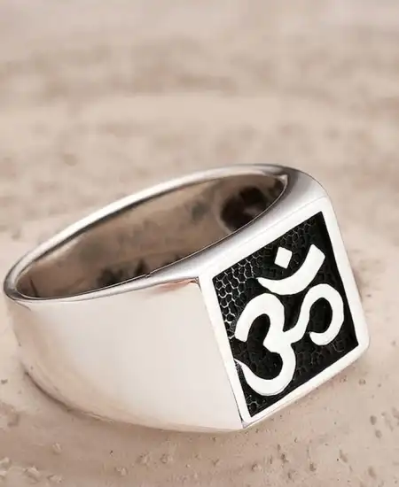 Gümüş Om Sembolü Erkek Yüzük