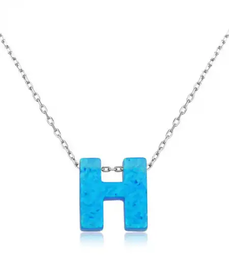 Gümüş Opal Harf Bayan Kolye