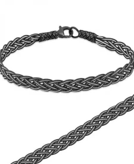 Gümüş Örgü Kazaziye Unisex Bileklik