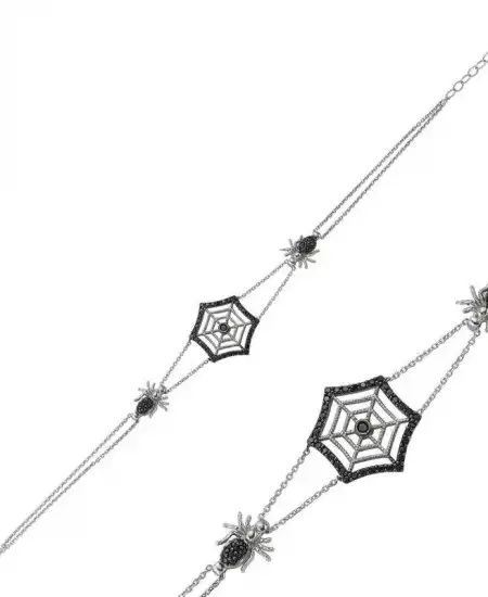 Gümüş Örümcek Ağı Bayan Bileklik