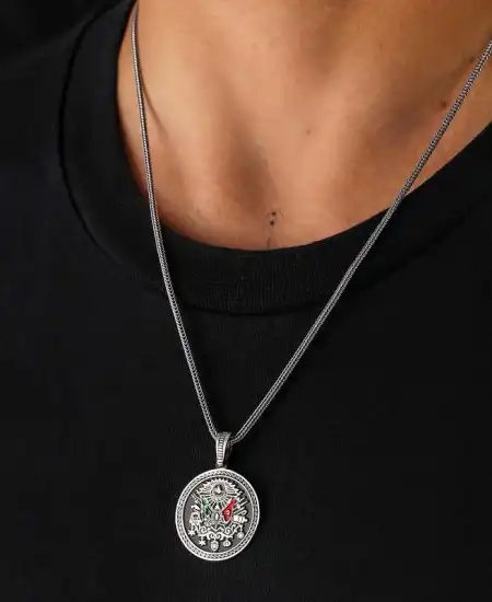 Gümüş Osmanlı Armalı Erkek Kolye