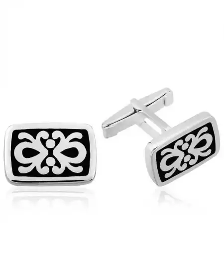 Gümüş Osmanlı Desenli Kol Düğmesi