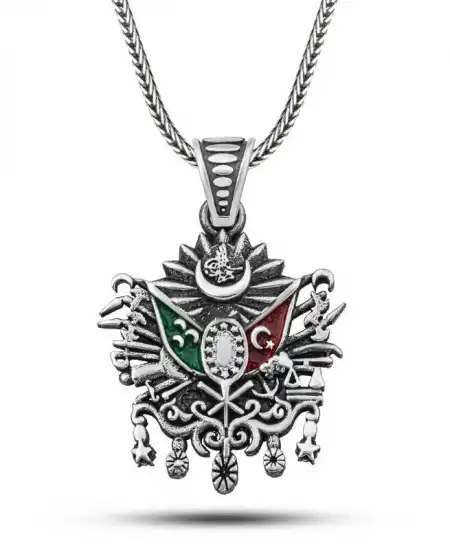 Gümüş Osmanlı Devlet Armalı Erkek Kolye