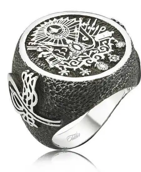 Gümüş Osmanlı Devlet Armalı Erkek Yüzük