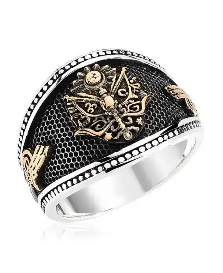 Gümüş Osmanlı Devlet Armalı Erkek Yüzük