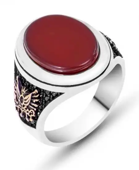 Gümüş Osmanlı Devlet Armalı Erkek Yüzük