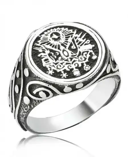 Gümüş Osmanlı Devlet Armalı Erkek Yüzük
