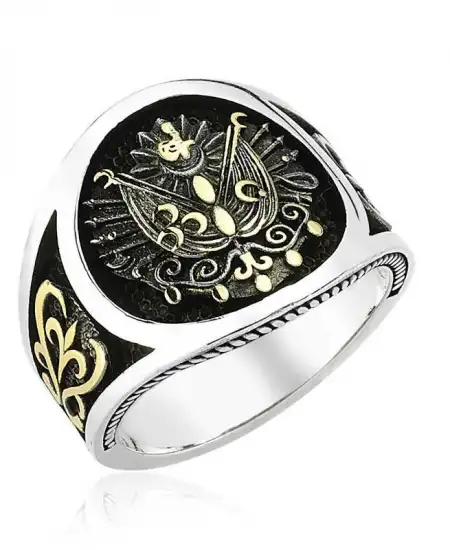 Gümüş Osmanlı Devlet Armalı Erkek Yüzük