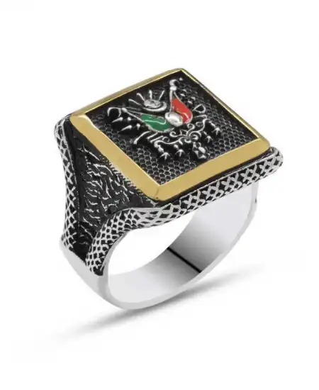 Gümüş Osmanlı Devlet Armalı Erkek Yüzük