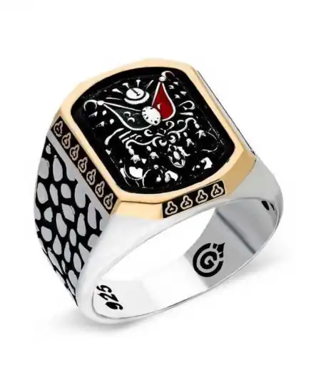 Gümüş Osmanlı Devlet Armalı Erkek Yüzük