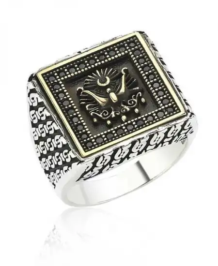 Gümüş Osmanlı Devlet Armalı Erkek Yüzük