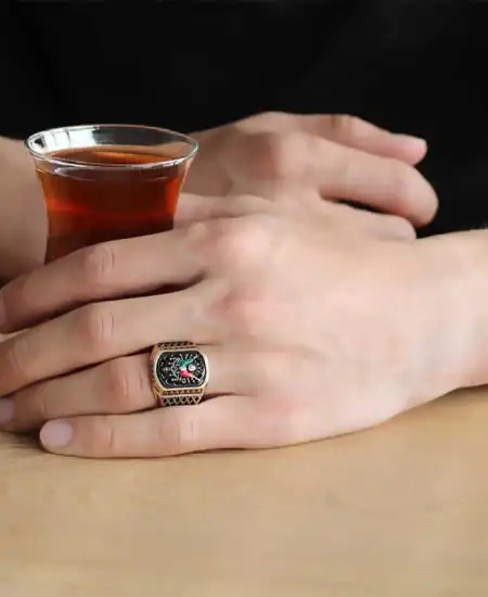 Gümüş Osmanlı Devlet Armalı Erkek Yüzük